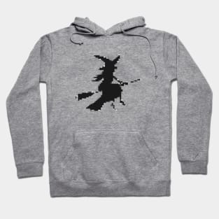 Witch riding a broomstick - Pixel Hoodie